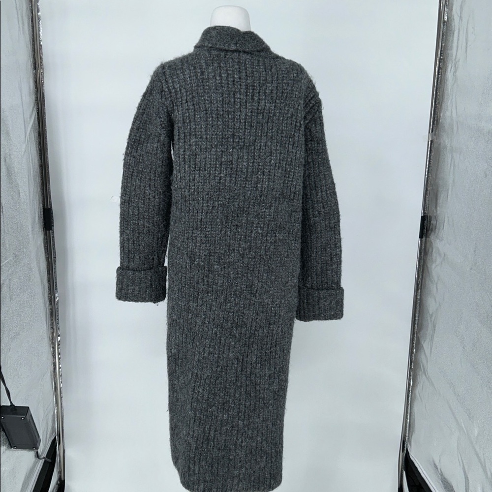 Zara Women Gray Long Knit Cardigan Sweater XS Cozy Open Front - Picture 6 of 9